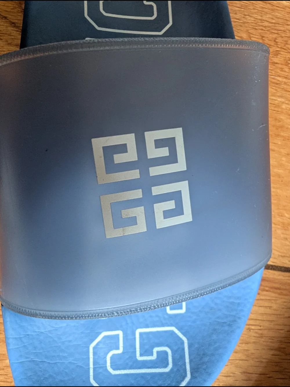 Givenchy Blue Logo Slide Sandals